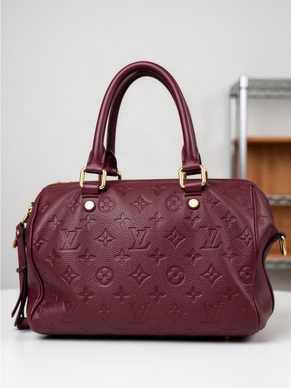 Louis Vuitton Burgundy Embossed Leather Satchel